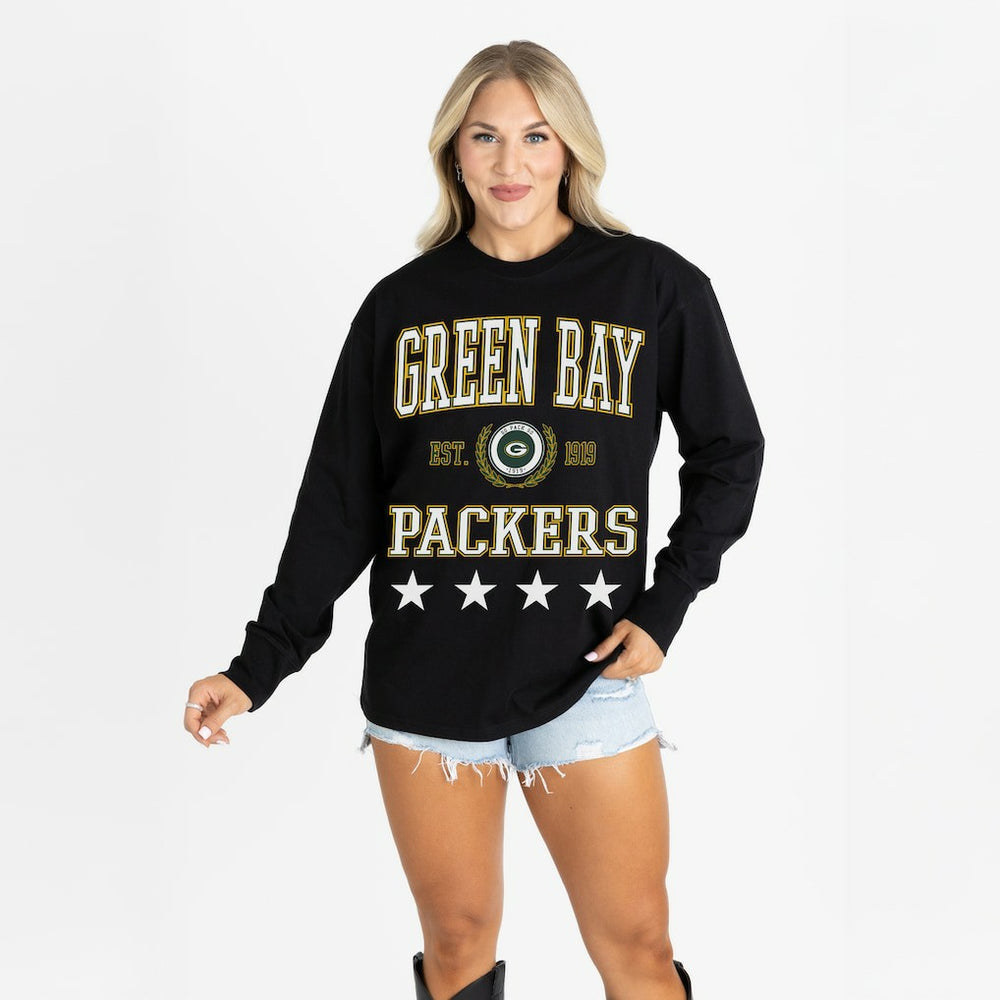 Green Bay Packers  Gameday Couture Women's Oversized Everyday Star Long Sleeve T-Shirt