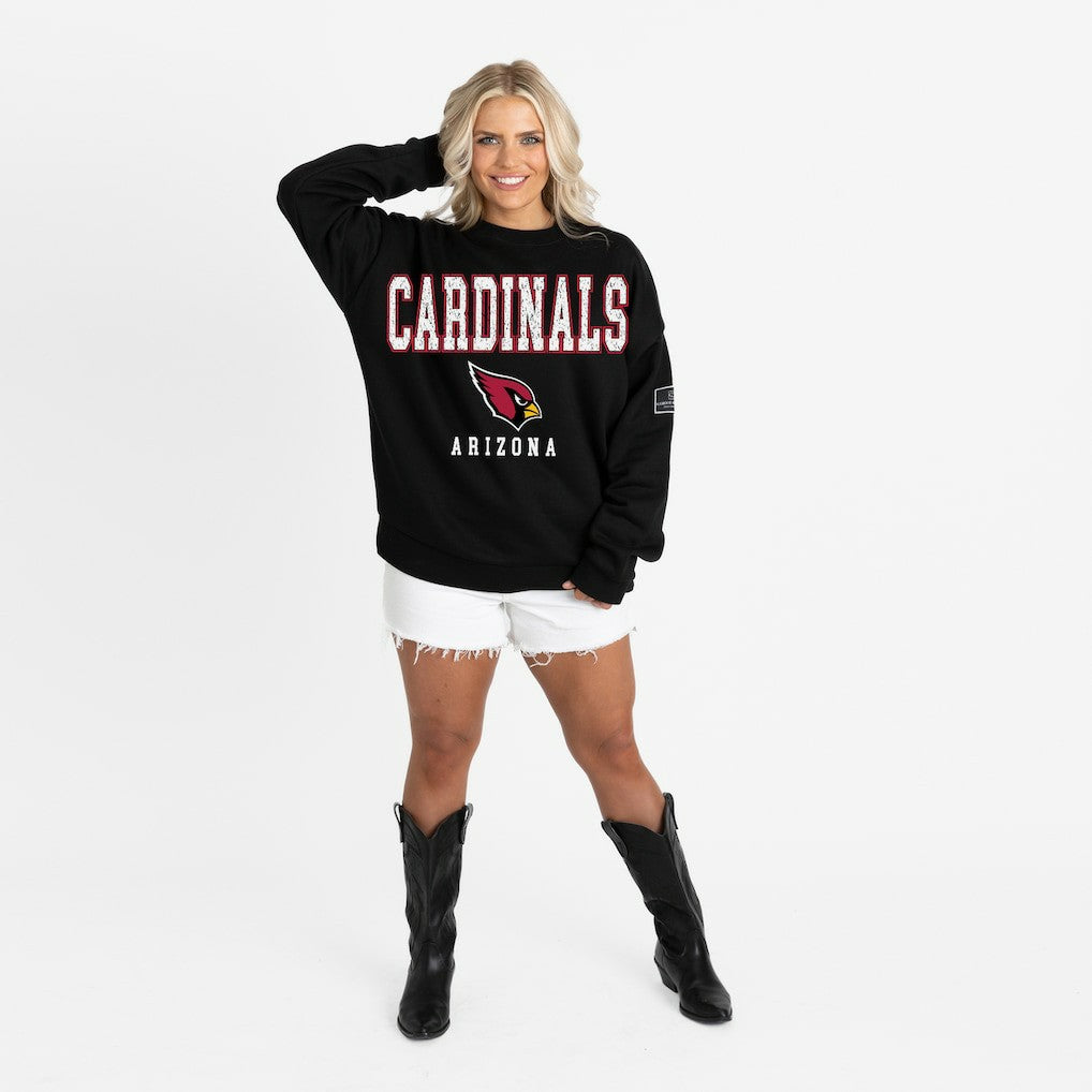 Arizona Cardinals  Gameday Couture Women's Oversized Level Up Black Label Premium Fleece Sweatshirt