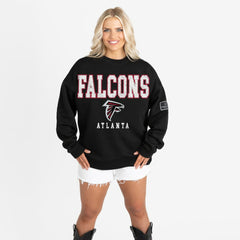 Atlanta Falcons  Gameday Couture Women's Oversized Level Up Black Label Premium Fleece Sweatshirt