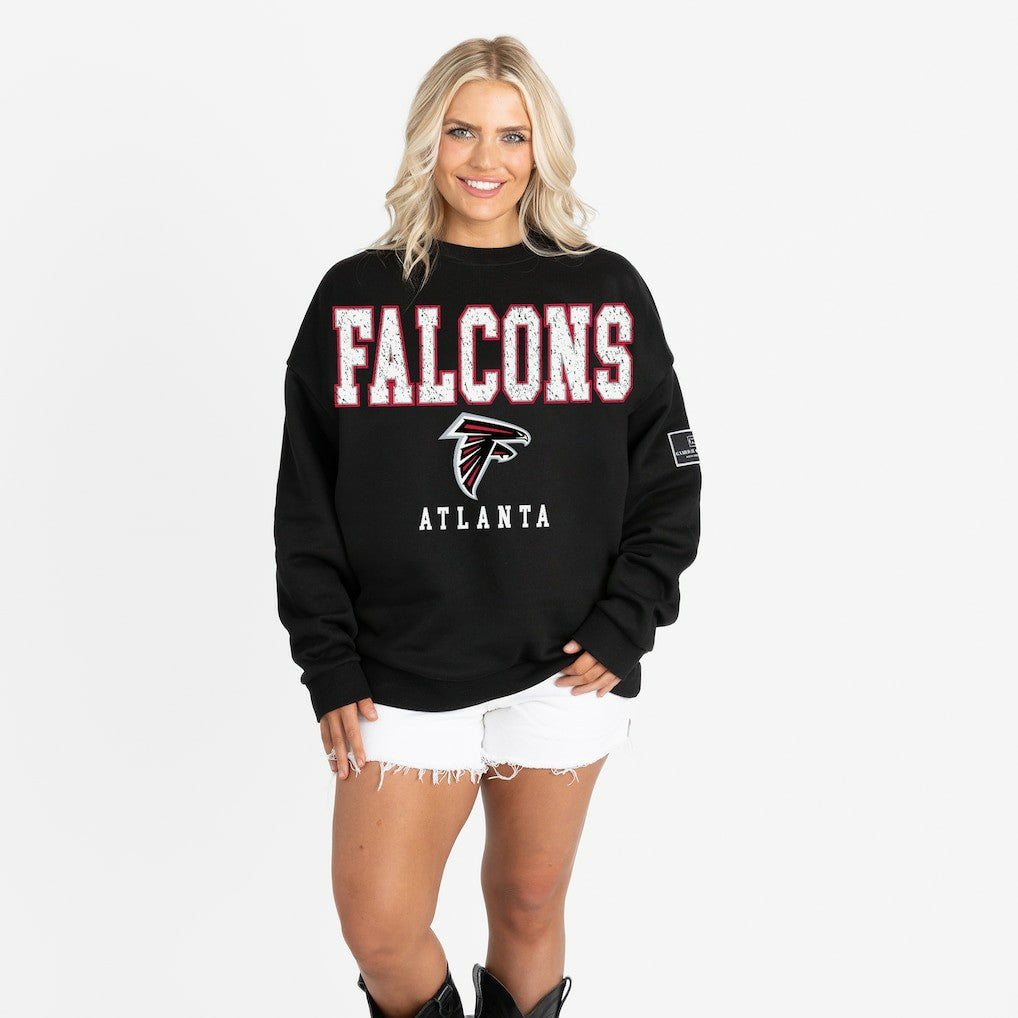Atlanta Falcons  Gameday Couture Women's Oversized Level Up Black Label Premium Fleece Sweatshirt