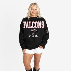 Atlanta Falcons  Gameday Couture Women's Oversized Level Up Black Label Premium Fleece Sweatshirt