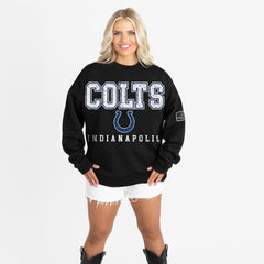 Indianapolis Colts  Gameday Couture Women's Oversized Level Up Black Label Premium Fleece Sweatshirt