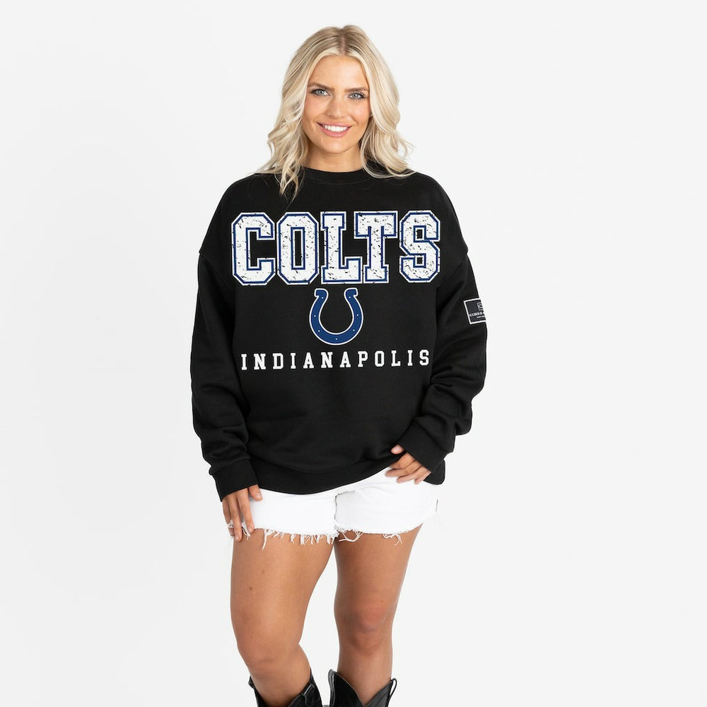 Indianapolis Colts  Gameday Couture Women's Oversized Level Up Black Label Premium Fleece Sweatshirt