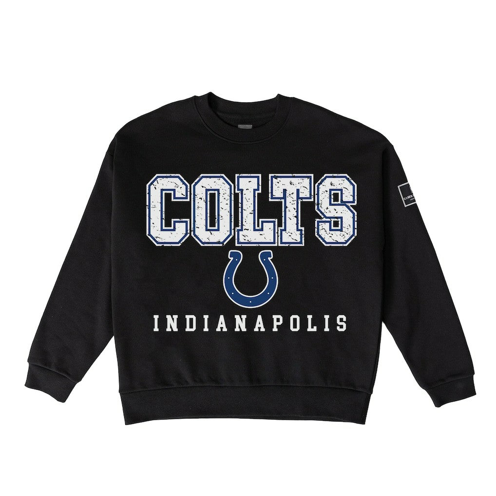 Indianapolis Colts  Gameday Couture Women's Oversized Level Up Black Label Premium Fleece Sweatshirt