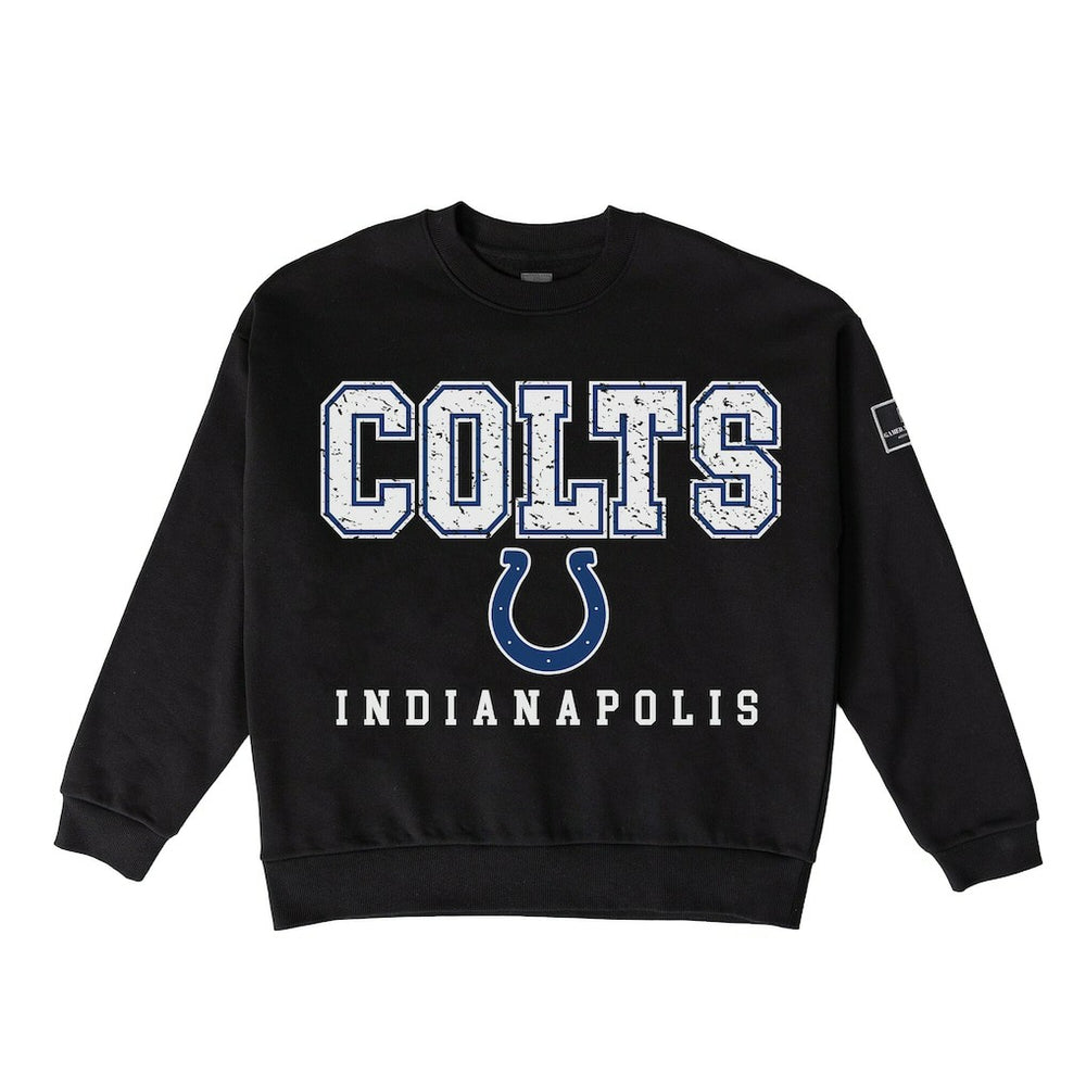 Indianapolis Colts  Gameday Couture Women's Oversized Level Up Black Label Premium Fleece Sweatshirt