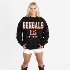 Cincinnati Bengals  Gameday Couture Women's Oversized Level Up Black Label Premium Fleece Sweatshirt