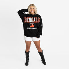 Cincinnati Bengals  Gameday Couture Women's Oversized Level Up Black Label Premium Fleece Sweatshirt