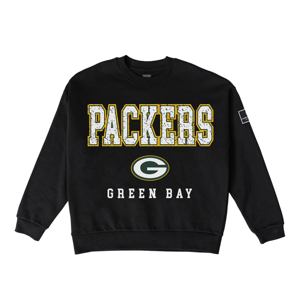 Green Bay Packers  Gameday Couture Women's Oversized Level Up Black Label Premium Fleece Sweatshirt