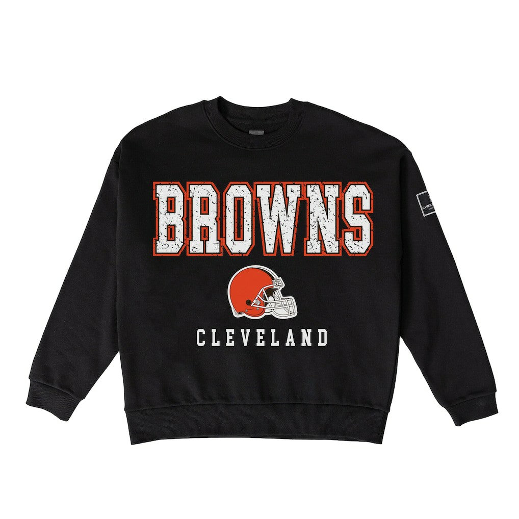 Cleveland Browns  Gameday Couture Women's Oversized Level Up Black Label Premium Fleece Sweatshirt