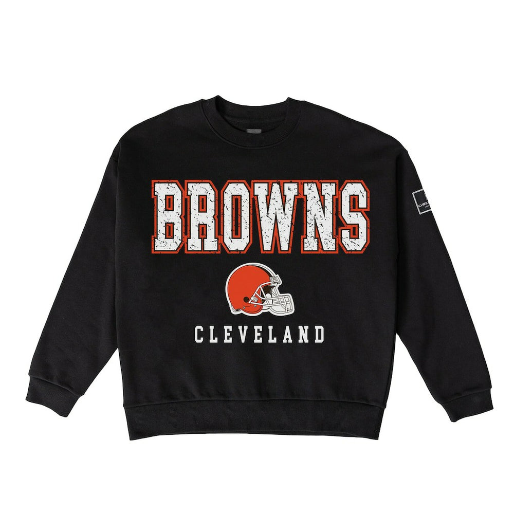 Cleveland Browns  Gameday Couture Women's Oversized Level Up Black Label Premium Fleece Sweatshirt