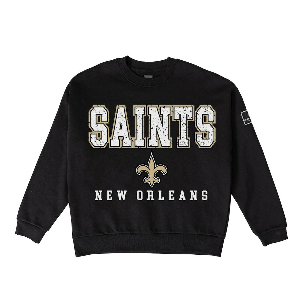 New Orleans Saints  Gameday Couture Women's Oversized Level Up Black Label Premium Fleece Sweatshirt