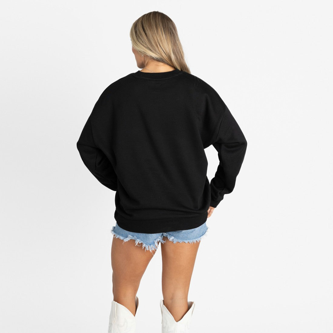 Detroit Lions  Gameday Couture Women's Oversized Level Up Black Label Premium Fleece Sweatshirt