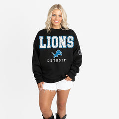 Detroit Lions  Gameday Couture Women's Oversized Level Up Black Label Premium Fleece Sweatshirt