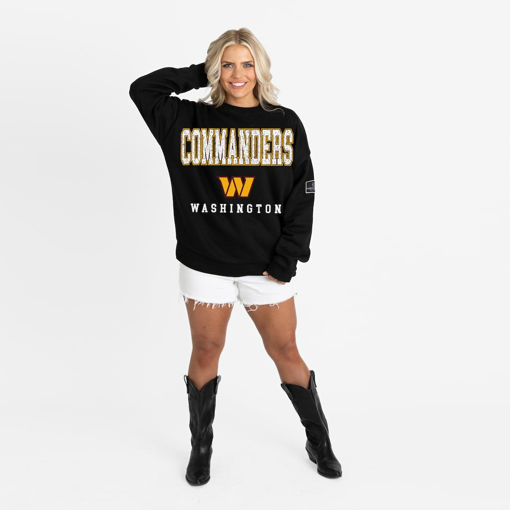Washington Commanders  Gameday Couture Women's Oversized Level Up Black Label Premium Fleece Sweatshirt