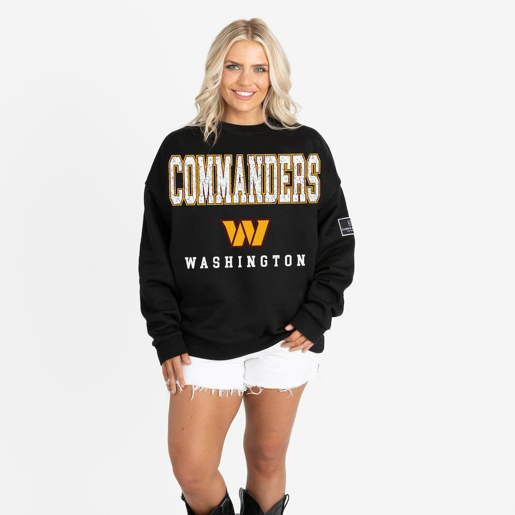 Washington Commanders  Gameday Couture Women's Oversized Level Up Black Label Premium Fleece Sweatshirt