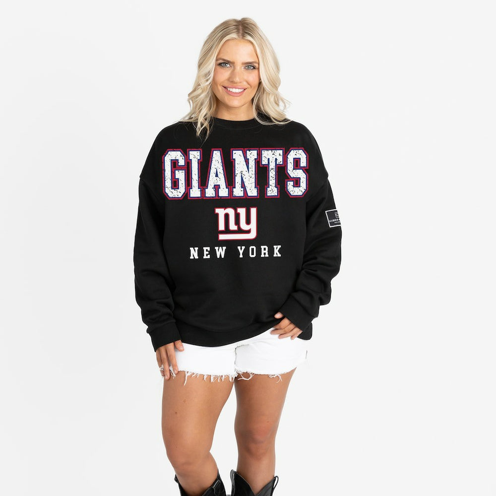 New York Giants  Gameday Couture Women's Oversized Level Up Black Label Premium Fleece Sweatshirt