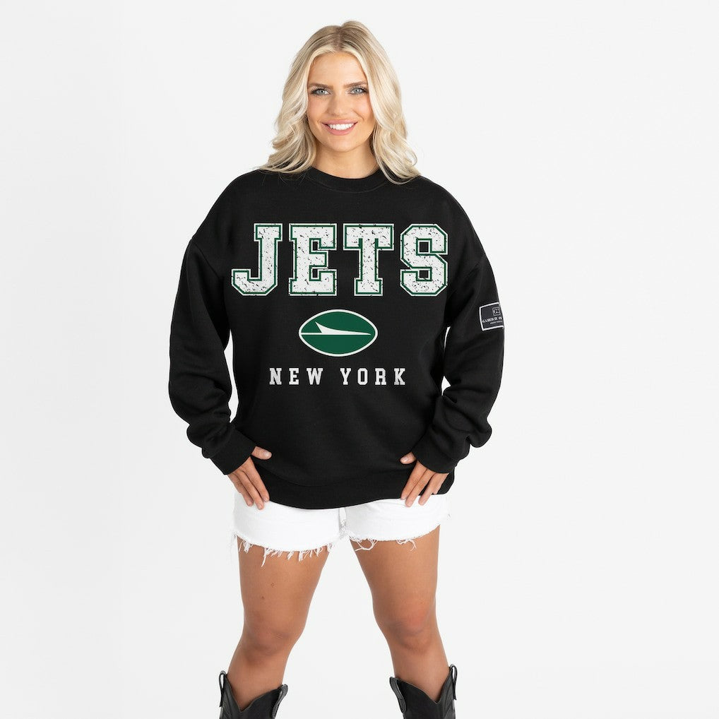 New York Jets  Gameday Couture Women's Oversized Level Up Black Label Premium Fleece Sweatshirt