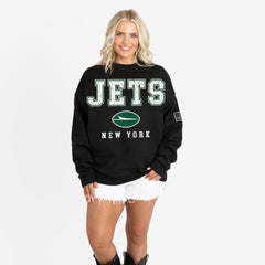 New York Jets  Gameday Couture Women's Oversized Level Up Black Label Premium Fleece Sweatshirt