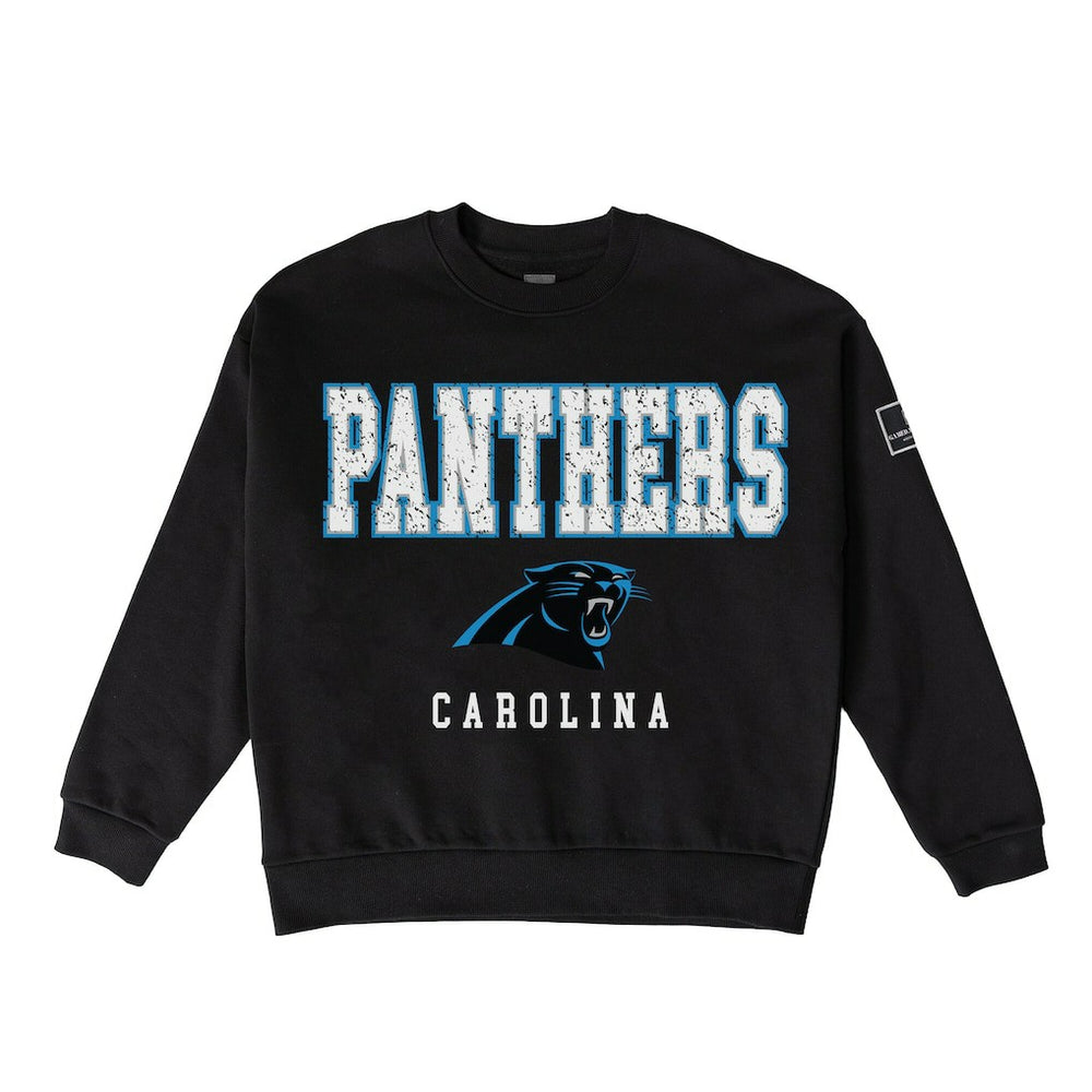 Carolina Panthers  Gameday Couture Women's Oversized Level Up Black Label Premium Fleece Sweatshirt