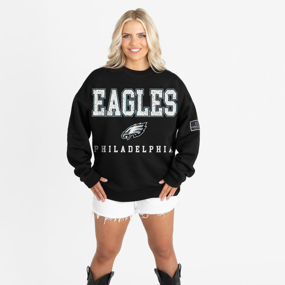 Philadelphia Eagles  Gameday Couture Women's Oversized Level Up Black Label Premium Fleece Sweatshirt
