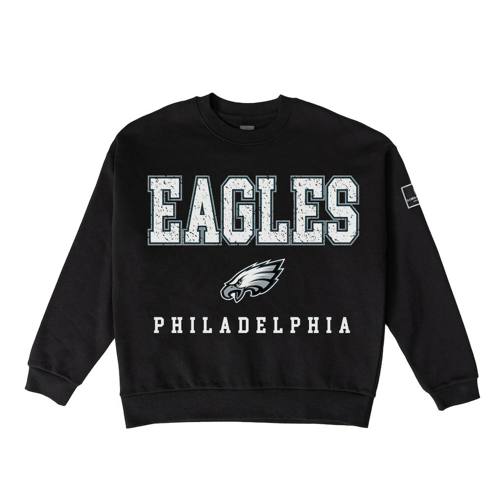 Philadelphia Eagles  Gameday Couture Women's Oversized Level Up Black Label Premium Fleece Sweatshirt