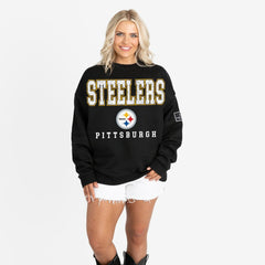 Pittsburgh Steelers  Gameday Couture Women's Oversized Level Up Black Label Premium Fleece Sweatshirt