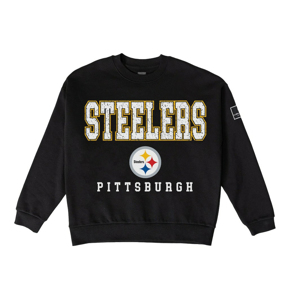 Pittsburgh Steelers  Gameday Couture Women's Oversized Level Up Black Label Premium Fleece Sweatshirt