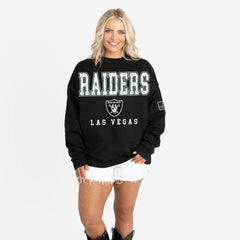 Las Vegas Raiders  Gameday Couture Women's Oversized Level Up Black Label Premium Fleece Sweatshirt