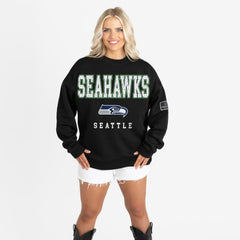 Seattle Seahawks  Gameday Couture Women's Oversized Level Up Black Label Premium Fleece Sweatshirt