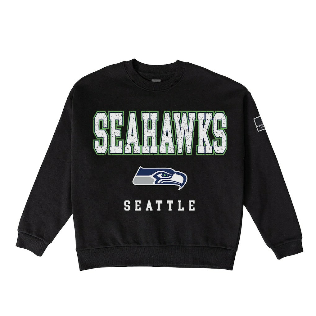 Seattle Seahawks  Gameday Couture Women's Oversized Level Up Black Label Premium Fleece Sweatshirt