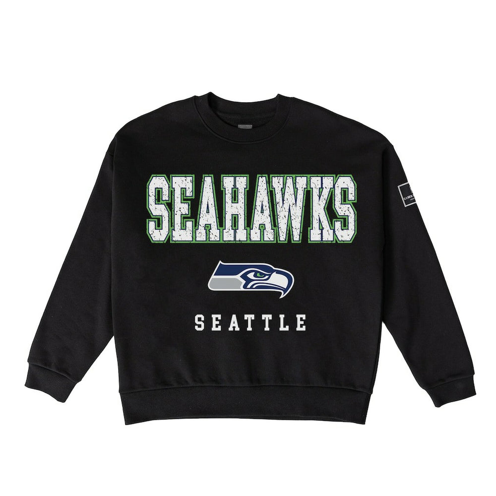 Seattle Seahawks  Gameday Couture Women's Oversized Level Up Black Label Premium Fleece Sweatshirt
