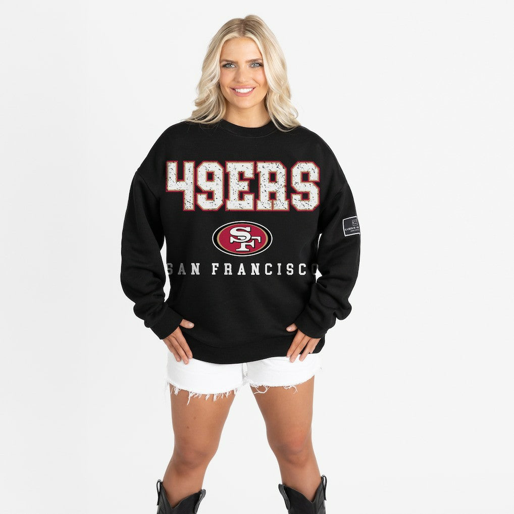 San Francisco 49ers  Gameday Couture Women's Oversized Level Up Black Label Premium Fleece Sweatshirt