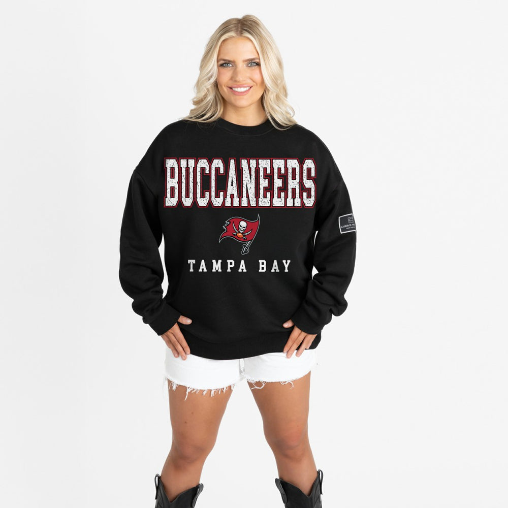 Tampa Bay Buccaneers  Gameday Couture Women's Oversized Level Up Black Label Premium Fleece Sweatshirt