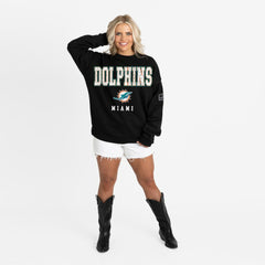 Miami Dolphins  Gameday Couture Women's Oversized Level Up Black Label Premium Fleece Sweatshirt
