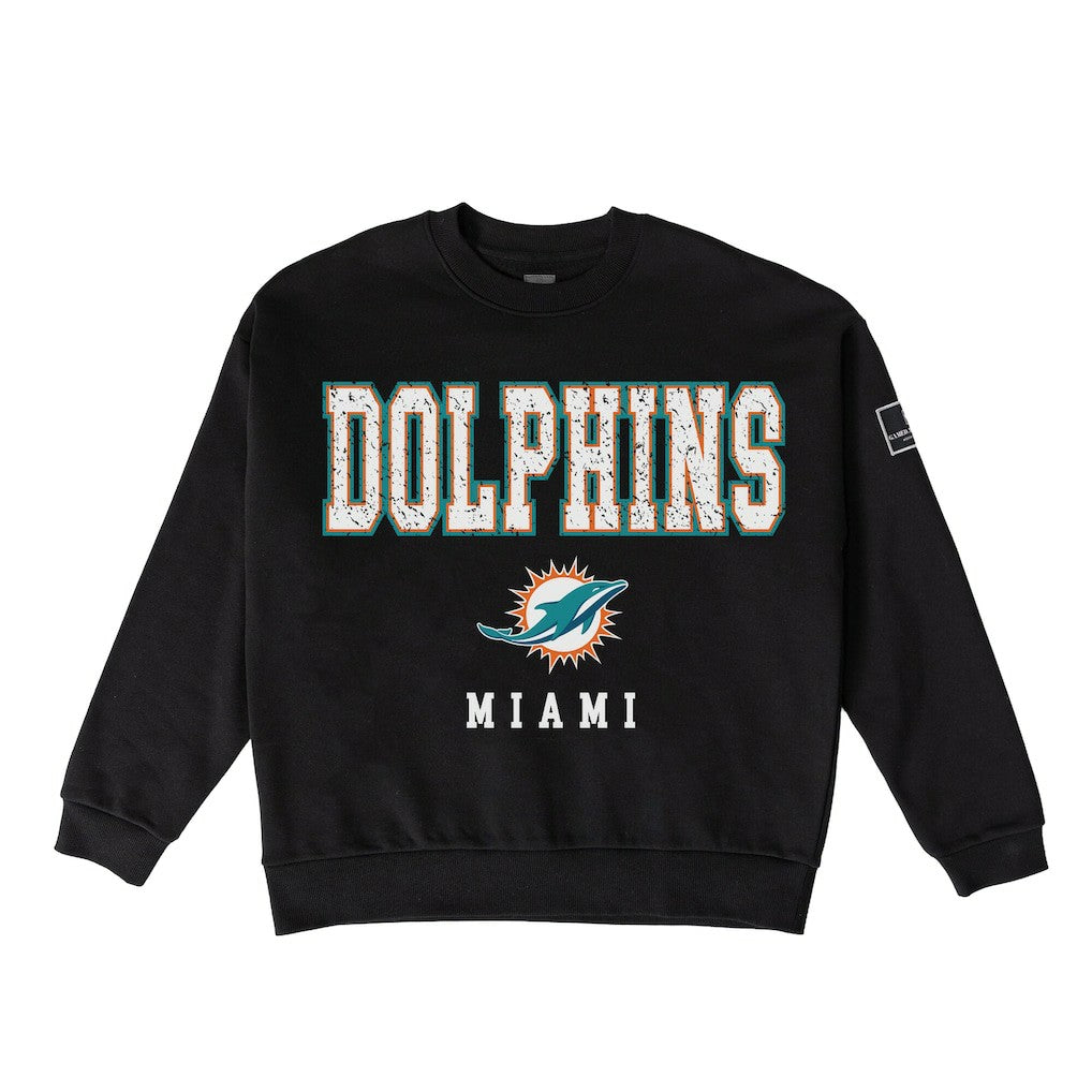 Miami Dolphins  Gameday Couture Women's Oversized Level Up Black Label Premium Fleece Sweatshirt