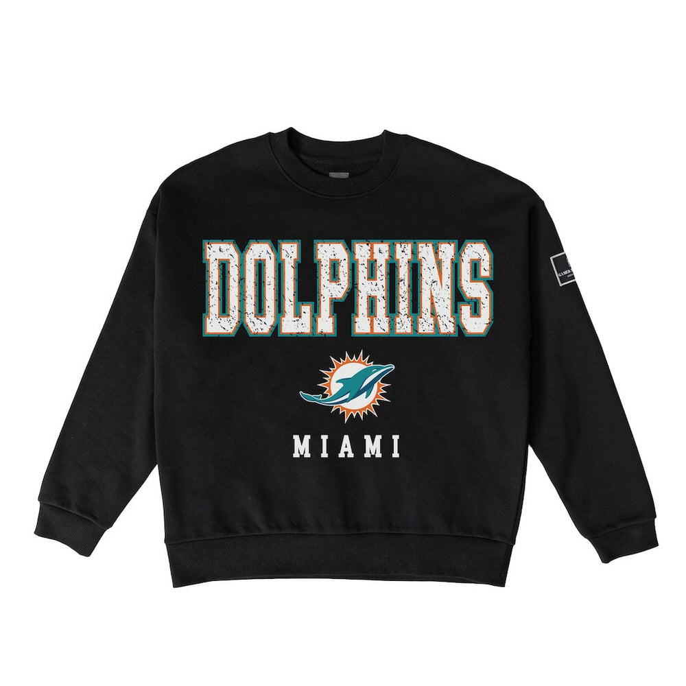 Miami Dolphins  Gameday Couture Women's Oversized Level Up Black Label Premium Fleece Sweatshirt