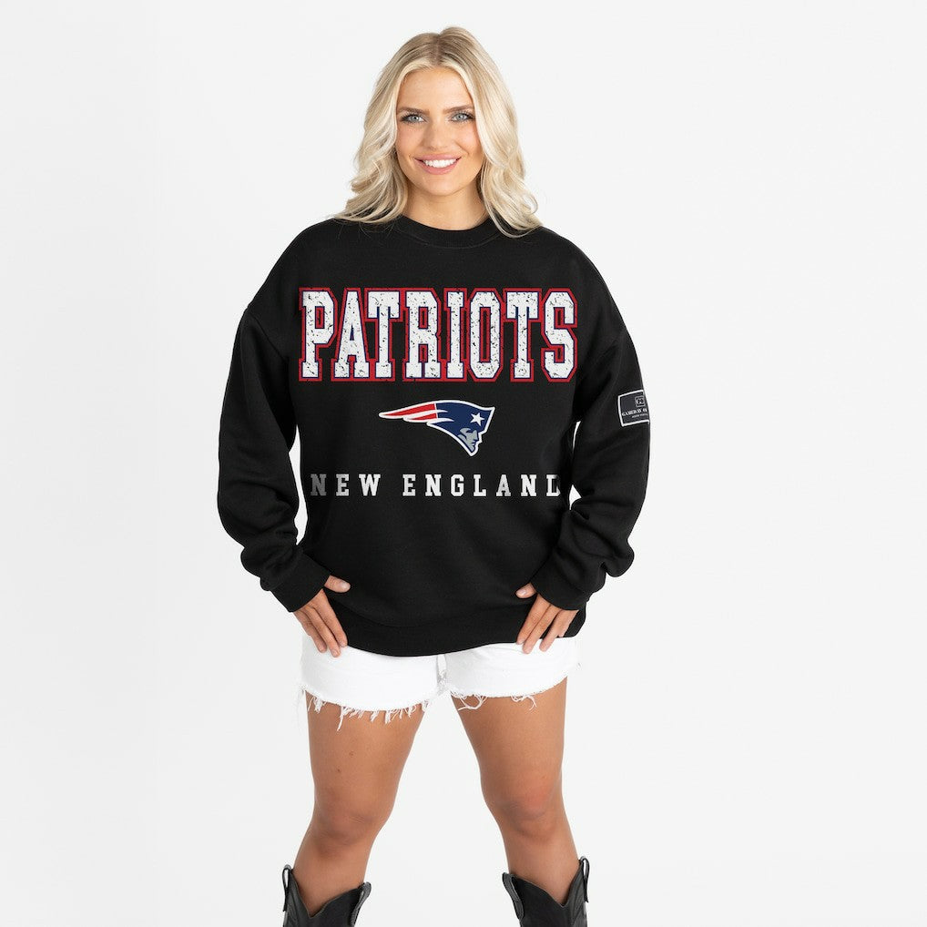 New England Patriots  Gameday Couture Women's Oversized Level Up Black Label Premium Fleece Sweatshirt