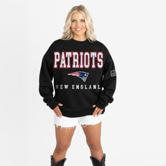 New England Patriots  Gameday Couture Women's Oversized Level Up Black Label Premium Fleece Sweatshirt