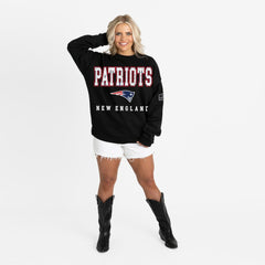 New England Patriots  Gameday Couture Women's Oversized Level Up Black Label Premium Fleece Sweatshirt