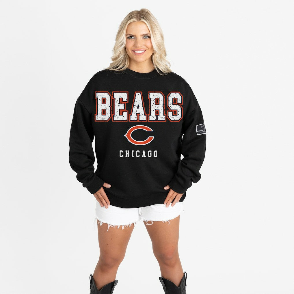 Chicago Bears  Gameday Couture Women's Oversized Level Up Black Label Premium Fleece Sweatshirt