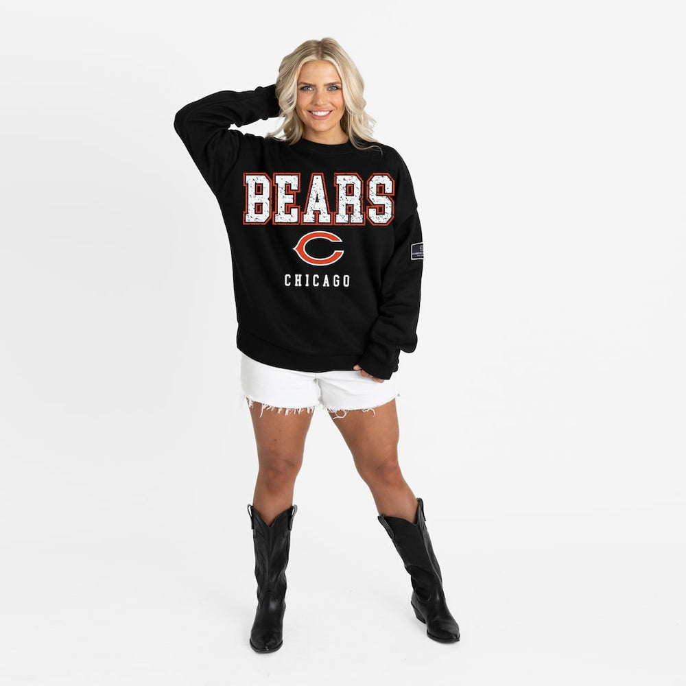 Chicago Bears  Gameday Couture Women's Oversized Level Up Black Label Premium Fleece Sweatshirt