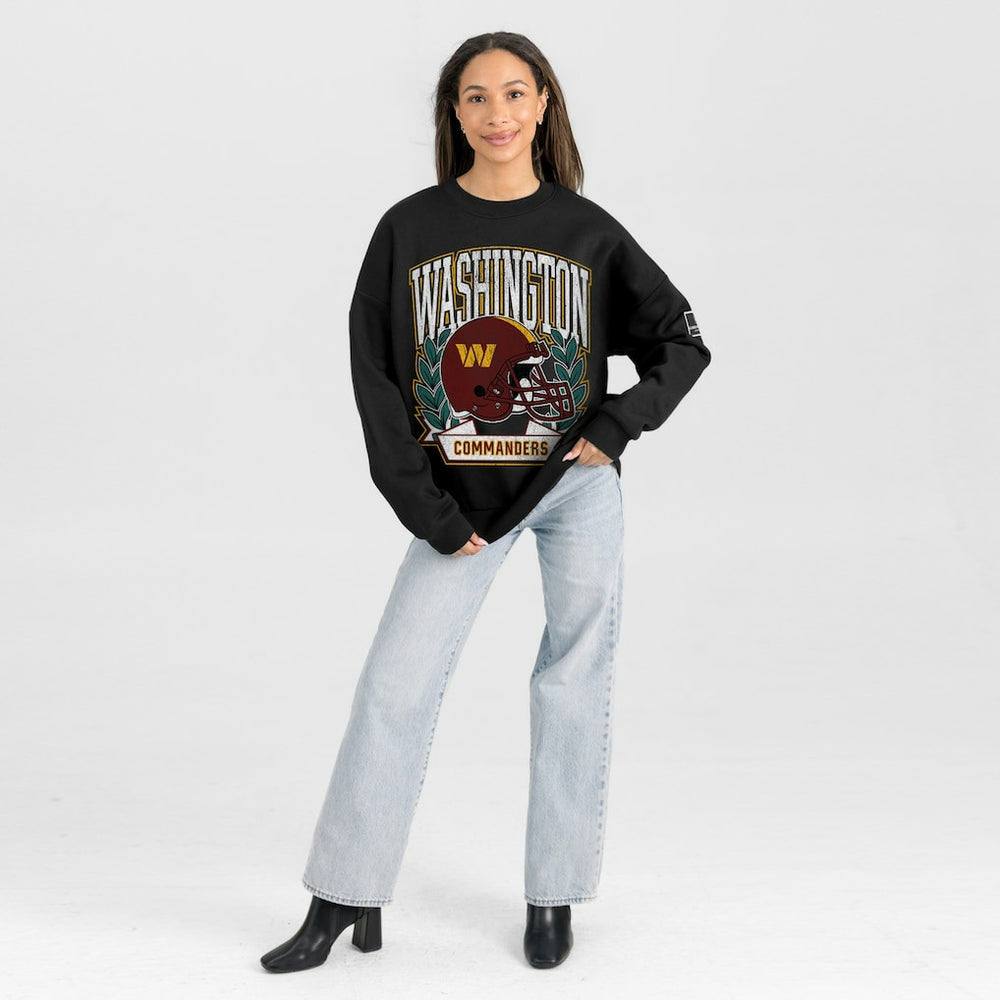 Washington Commanders  Gameday Couture Women's Oversized Victory Lane Black Label Premium Fleece Sweatshirt