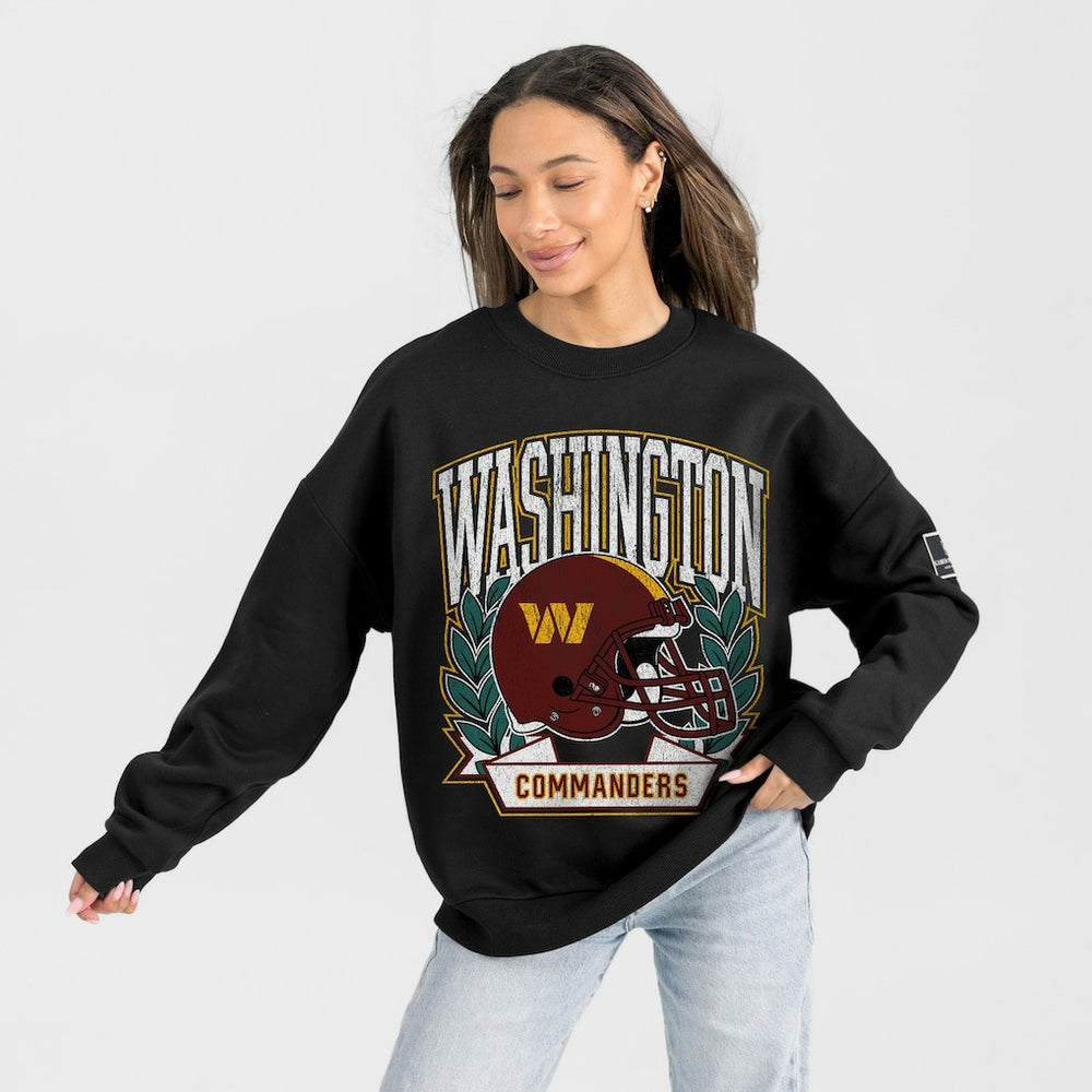 Washington Commanders  Gameday Couture Women's Oversized Victory Lane Black Label Premium Fleece Sweatshirt