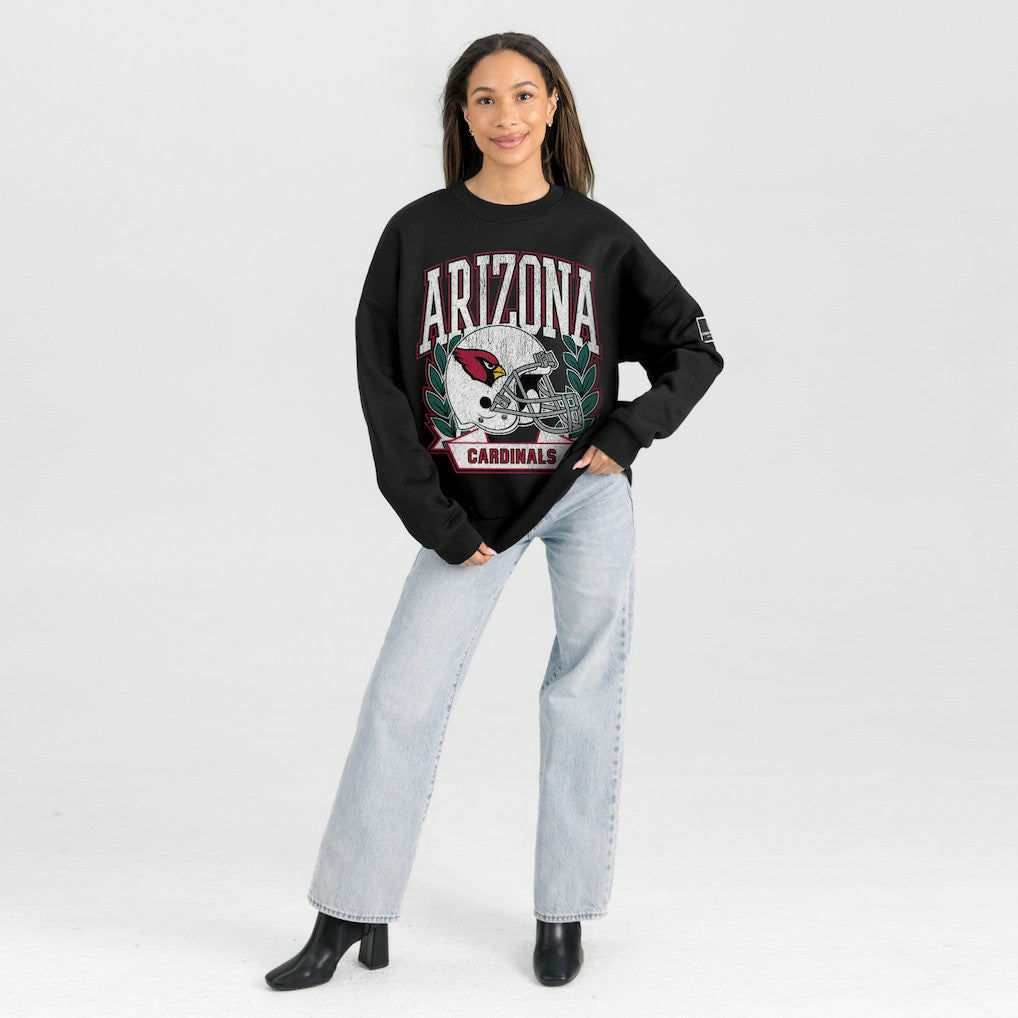 Arizona Cardinals  Gameday Couture Women's Oversized Victory Lane Black Label Premium Fleece Sweatshirt