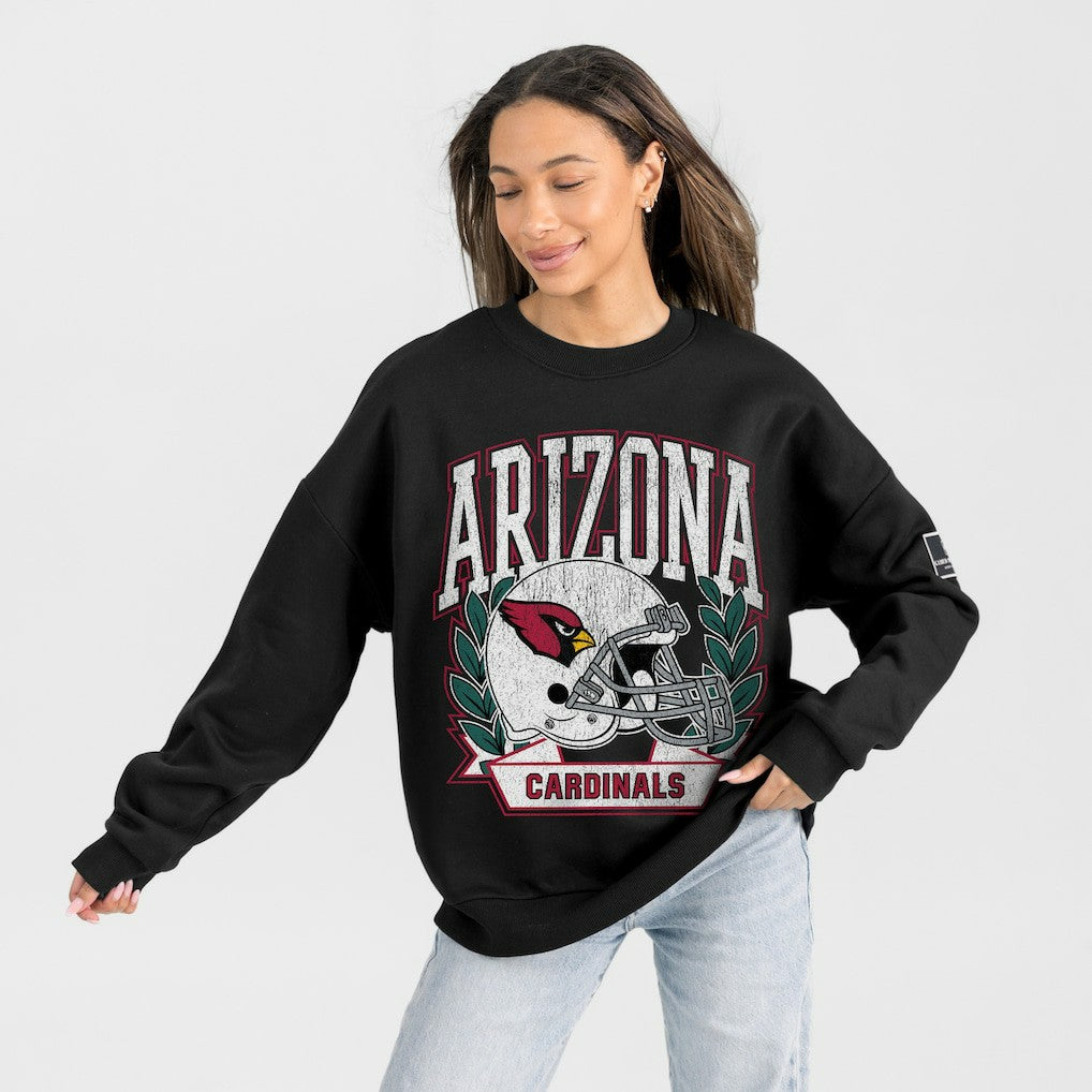 Arizona Cardinals  Gameday Couture Women's Oversized Victory Lane Black Label Premium Fleece Sweatshirt