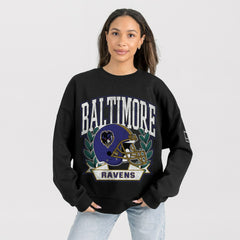Baltimore Ravens  Gameday Couture Women's Oversized Victory Lane Black Label Premium Fleece Sweatshirt