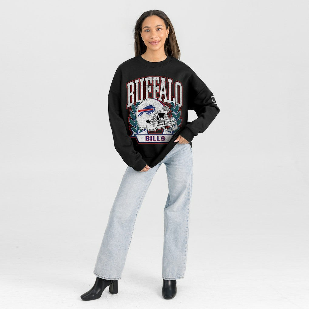 Buffalo Bills  Gameday Couture Women's Oversized Victory Lane Black Label Premium Fleece Sweatshirt