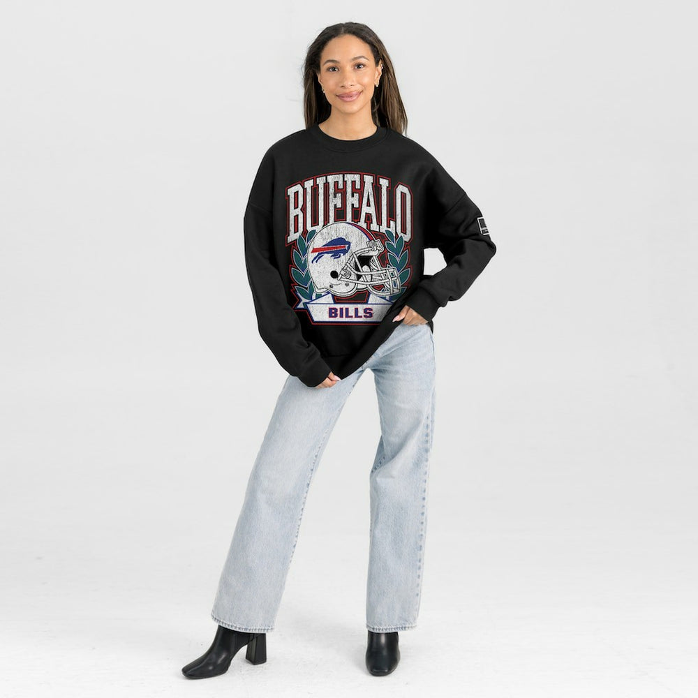Buffalo Bills  Gameday Couture Women's Oversized Victory Lane Black Label Premium Fleece Sweatshirt