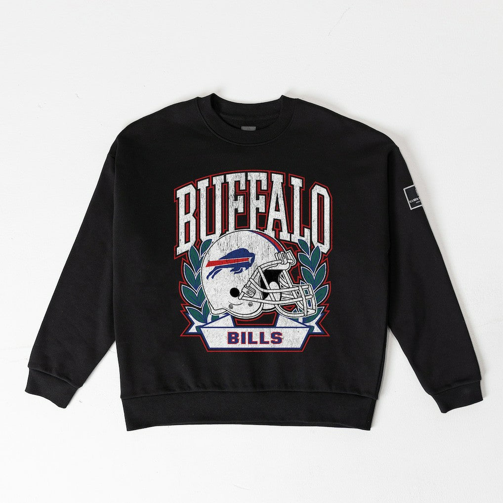 Buffalo Bills  Gameday Couture Women's Oversized Victory Lane Black Label Premium Fleece Sweatshirt