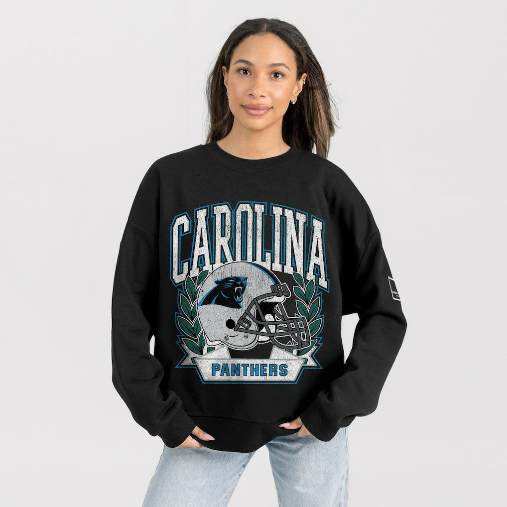 Carolina Panthers  Gameday Couture Women's Oversized Victory Lane Black Label Premium Fleece Sweatshirt